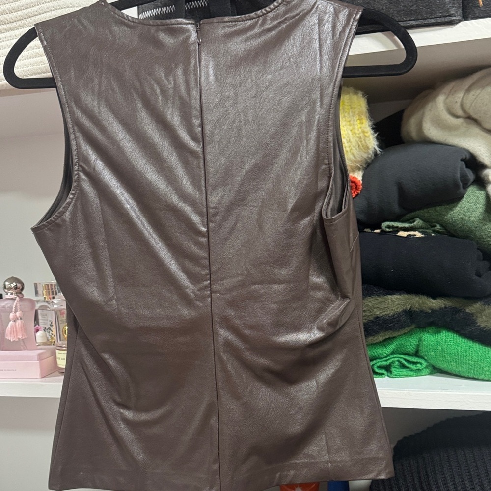 Amanda Uprichard Metallic Brown Sleeveless Blouse - Picture 4 of 4